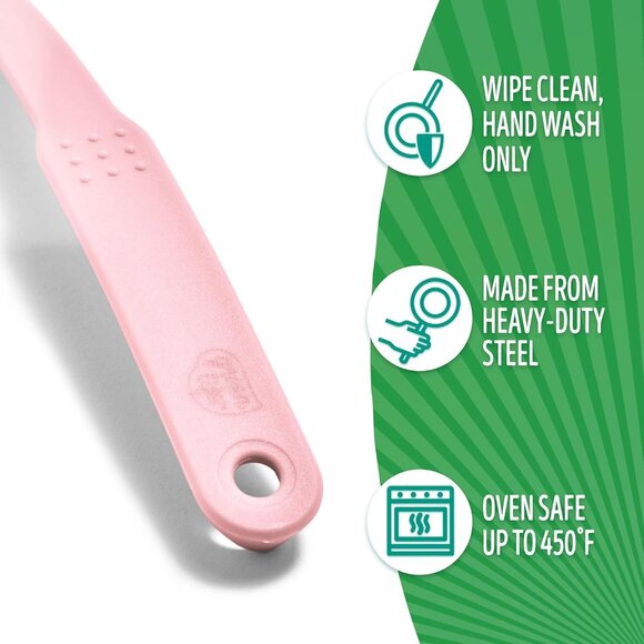 7 Piece Nylon Set Spatulas Turner Spoons and Tongs Soft Pink Cooking Tools - Picture 9 of 10